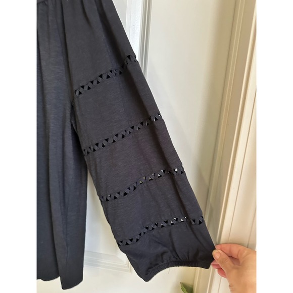 Talbots Women's Black Off The Shoulder Top 3/4 Cut Out Sleeve Sz. XL - Picture 2 of 7